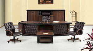 โต๊ะทำงานผู้บริหารทันสมัย ทำจากไม้ MDF ตกแต่งด้วยหนัง โต๊ะทำงานขนาดใหญ่ สำหรับผู้จัดการ ใช้ในสำนักงานเชิงพาณิชย์ - Product Image 4