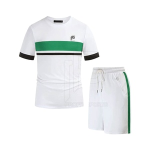 Ensembles décontractés pour hommes été 2024, t-shirt à manches courtes uni, short à cordon de serrage, vêtements de rue, tenues de sport pour hommes - Product Image 1