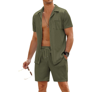 Vente chaude marque de mode hommes vêtements plage jouer qualité hommes chemises manches courtes ensemble - Product Image 1
