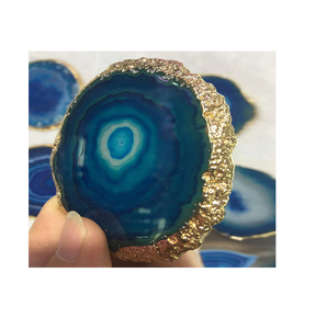 Classic Style Tableware Accessories Agate <b>Coaster</b> With <b>Gold</b> Electroplated Agate Slice at Wholesale Price With Premium Quality - Product Image 4