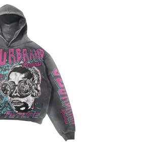 Moda personalizada DTF DTG Rhinestone Sudadera con capucha Unisex de gran tamaño Streetwear pulóver sudadera suministro al por mayor - Product Image 3