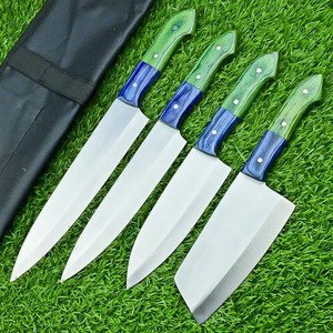 ชุดมีดทำครัวเหล็กดามัสกัส/มีดเชฟขนาด5นิ้วกระเป๋าม้วนหนังมือจับเหล็กคาร์บอนโรสวูด - Product Image 6