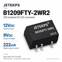 Convertisseur DC-DC isolé JETEKPS B1209FTY-2WR2 2W, 12V vers 9V 222mA, module d'alimentation SMD non régulé, RoHS