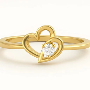 Bague en diamant rond brillant naturel minimaliste simple tendance, plaquée or jaune 14 carats, unisexe - Product Image 1
