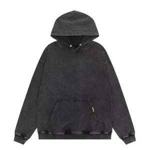 Sudadera con capucha lavada con ácido personalizada para hombre 100% algodón básico pesado 480g impresión digital de gran tamaño para el invierno - Product Image 4