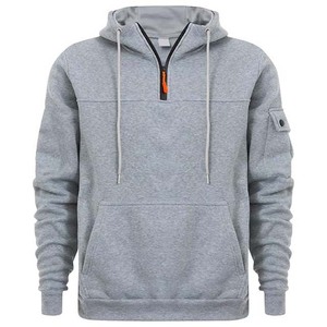 Sudadera de Hombre con Media Cremallera, Color Gris Jaspeado, Estampado Personalizado, Bordado, Manga Larga, Corte Regular, Estilo Urbano Informal para Invierno - Product Image 1