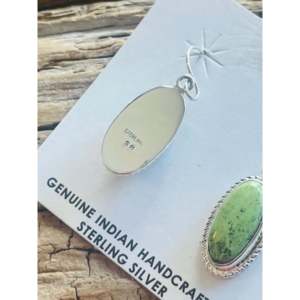 Navajo Gaspeite & Sterling <b>Silver</b> Drop <b>Earrings</b> Elegant <b>Dangle</b> Jewelry - Product Image 3