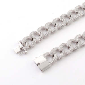 Collares de Cadena Cubana de Oro Blanco Personalizados de Hip Hop Youth Force - Product Image 3