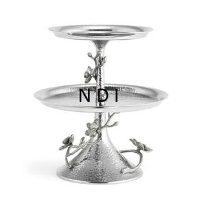 Diseño martillado brillante niquelado acabado aluminio Metal pastel soporte para fiesta de cumpleaños uso taza pastel servidor soporte - Product Image 1