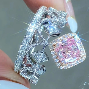 แหวนแต่งงานสุดหรูสีทองขาว14K และ925เงินสเตอริงประดับเพชรสีเขียวมรกตเหมาะสำหรับงานเลี้ยงของผู้หญิง - Product Image 3