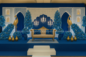 Arche d'entrée du patrimoine découpée au laser de luxe doré DST exporte des panneaux de scène Maharaja configuration de scène de mariage musulman scène de réception USA - Product Image 3