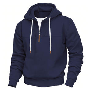 Venta al por mayor Pigment Dyed Quarter Zipper Hoodie Durable Perfect for Casual and Athletic Wear sudaderas con capucha para hombres - Product Image 3