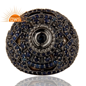 Best Quality Sterling Silver Natural Blue Sapphire Gemstone <b>Statement</b> <b>Ring</b> Custom Jewelry Manufacturer - Product Image 2