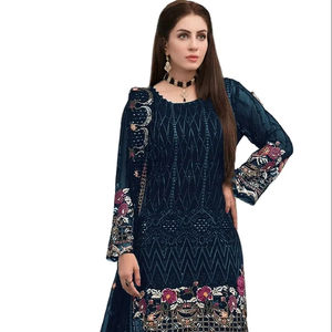 Faux Georgette lourde avec travail de broderie Fancy Work & Damian 9 mm Sequence Ready Made Fancy Lace Palazzo Suit - Product Image 1