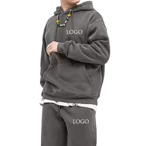 2025 nuevo OEM personalizado Unisex algodón chándal 100% algodón polar con capucha pantalones de chándal conjunto impreso moda Chándal para verano 2 - Product Image 2