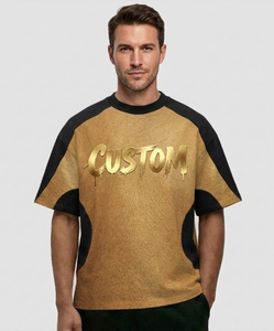 280gsm 100% Cotton Tshirt Wholesale Blank Custom Branded LOGO Printing Heavyweight Oversized Boxy Men's <b>Patchwork</b> T-<b>shirt</b> - Product Image 4