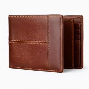 Portefeuille pour homme en cuir véritable de haute qualité avec un design classique sur le devant et un pliage en deux avec plusieurs porte-cartes - Product Image 1