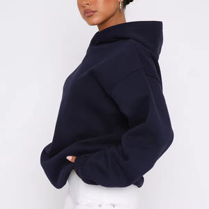 Manga larga OEM/ODM Servicio Logo Casual Liso En blanco Suave Suelto Unisex Sólido Algodón Fleece French Terry Mujeres Sudadera con capucha de gran tamaño - Product Image 5