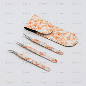 Stainless Steel Fiber Tip Tweezers 45 Degree Lash Tweezer Fiber Tip Sets New Design Tweezers <b>Case</b> For Extensions - Product Image 6