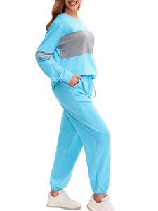 Nouveau style Logo personnalisé femmes décontracté solide longueur régulière hiver à manches longues polaire à capuche survêtement empilé pantalon - Product Image 3