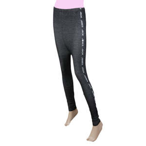 Women's Side Print <b>Denim</b> Tight - Black - Product Image 3