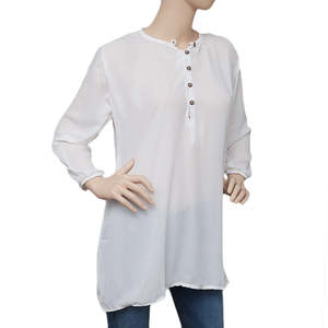 เสื้อจอร์เจตต์สไตล์ตะวันตกสำหรับผู้หญิง - สีขาว - Product Image 1