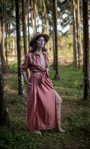 All Is Love Boho <b>Skirt</b> 100% Organic Cotton Breathable Plain Dyed with High Slits Pockets Natural Waistline Available in Pink - Product Image 4