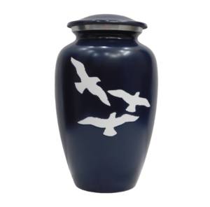 Going Home Birds Design Urnes de crémation pour adultes en aluminium avec bande d'étain et finition violette pour les cendres humaines. - Product Image 2