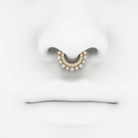Cincin Hidung Septum Wanita Kristen Mewah Emas Padat 14K/Emas Rose dengan Batu Opal Perhiasan Berkualitas Tinggi-Hadiah