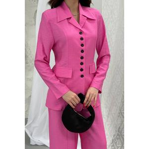 Conjunto de Chaqueta y Pantalones con Detalle de Copa Rosa - Rosa - Product Image 3