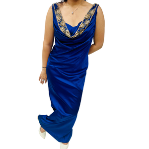 Vestido de noche de lujo para mujer personalizado nuevo diseño de gran oferta sin mangas de alta calidad Casual elegante satén ropa de fiesta vestido para mujer - Product Image 4