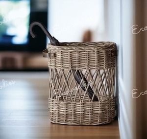 Eco-Friendly Handwoven Bamboo Umbrella Stand Wicker Rattan <b>Basket</b> Weave Design for Wardrobe <b>Storage</b> Home Decoration - Product Image 5