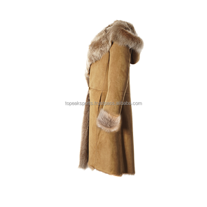 Manteau en cuir de mouton et fourrure de chèvre camel marron OEM 2026, best-seller, avec capuche en fourrure, pour femmes, de haute qualité, grandes tailles, manteaux d'hiver - Product Image 2