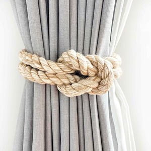 Rideau à nœud de récif en coton et jute Attache au dos Rideau rustique Attache au dos - Product Image 4