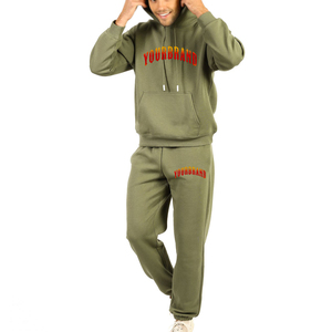 Venta al por mayor Sweat suit Hombres Algodón Grueso Drop Shoulder Hoodies y pantalones de chándal holgados Conjunto Casual Sweatsuit Hombres con calidad superior - Product Image 4