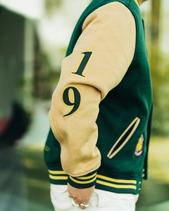 Chaqueta Universitaria Personalizada para Hombre, Cuerpo de Lana, Mangas de Cuero PU, Chaqueta Bomber de Béisbol Universitaria, Ropa de Calle, Bordado con Logotipo OEM - Product Image 5