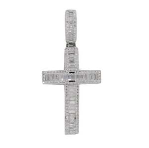 Pendentif en moissanite taille princesse incurvée avec finition plaquée or, style hip-hop, en argent sterling - Product Image 1