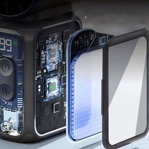 Petit ventilateur portatif multifonctionnel avec affichage numérique, vitesse du vent réglable par boutons, avec poche à glace intégrée - Product Image 2