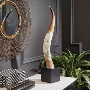 Par de cuerno de búfalo pulido Acento de estilo animal rústico único para decoración de hogar y Oficina de la India - Product Image 1