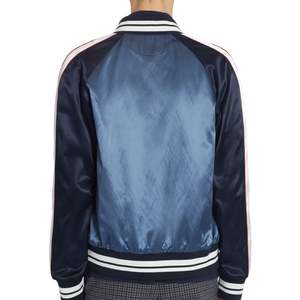 Veste en satin pour hommes OEM High Street Stylish Letterman Baseball Green Bomber Jacket avec bordure blanche Prix de gros Veste à bas quantité minimale de commande - Product Image 3