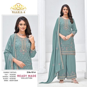 Vente chaude Vichitra Avec Zarkhan Et Miroir Travail Salwar Costume Femme Fabricant De Mode Au Taux Le Plus Bas - Product Image 2