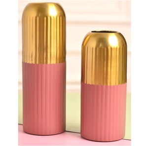 Florero de piso de Metal de calidad superior Color dorado y rosa para el hogar y la Oficina Florero floral decorativo hecho a mano - Product Image 1