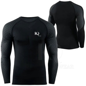 Athletic Fit High Quality Rash Guard for Men Long Sleeve Stretch Fabric Eco-Friendly Spandex/Polyester Moisture Wicking Workout - Product Image 3