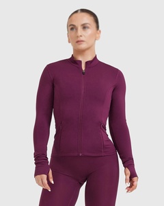 2024 femmes coupe ample Sport veste respirant fermeture éclair vêtements d'extérieur Yoga Fitness veste léger quatre voies Stretch couleur unie - Product Image 3