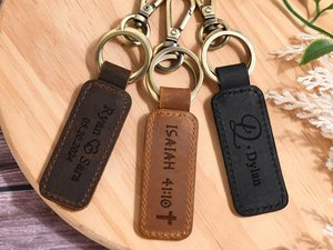 Porte-clés vintage en cuir véritable italien fait à la main, initiales gravées, couleur personnalisée, monogramme personnalisé, porte-clés de luxe pour tous les jours - Product Image 4