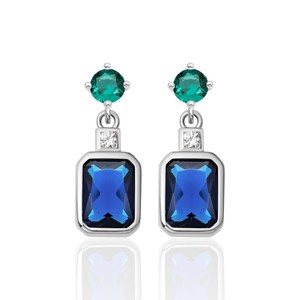 Pendientes de Plata de Ley 925 con Esmeraldas y Zafiros de Turquía, Recién Llegados - Product Image 2