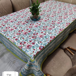 Floral Print Handcrafted 100% Cotton Heritage Tablecloth Handmade Block Printed Traditional Rectangle Artisan Design <b>Cover</b> - Product Image 1