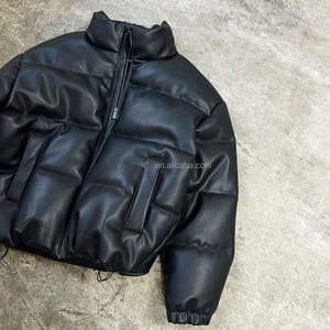 Chaqueta acolchada con capucha y logotipo personalizado al por mayor para hombre, Parka de gran tamaño con diseño grueso de invierno burbuja, chaqueta acolchada brillante a la moda - Product Image 6