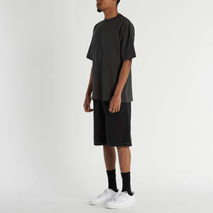 เสื้อยืดผ้าฝ้าย100% สำหรับผู้ชายเสื้อฮิปฮอปแบบถักระบายอากาศได้ทรงหลวมมีโลโก้ไหล่ปล่อยไซส์ใหญ่พิเศษตามสั่ง - Product Image 2