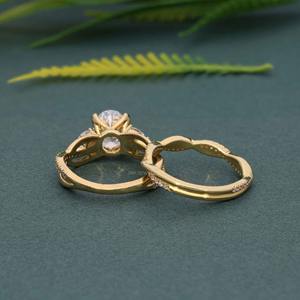 Anillo de Compromiso de Oro Sólido de 14 Quilates con Diamante Cultivado en Laboratorio con Corte Ovalado Trenzado, Certificado por IGI, VVS, con Banda a Juego - Product Image 4